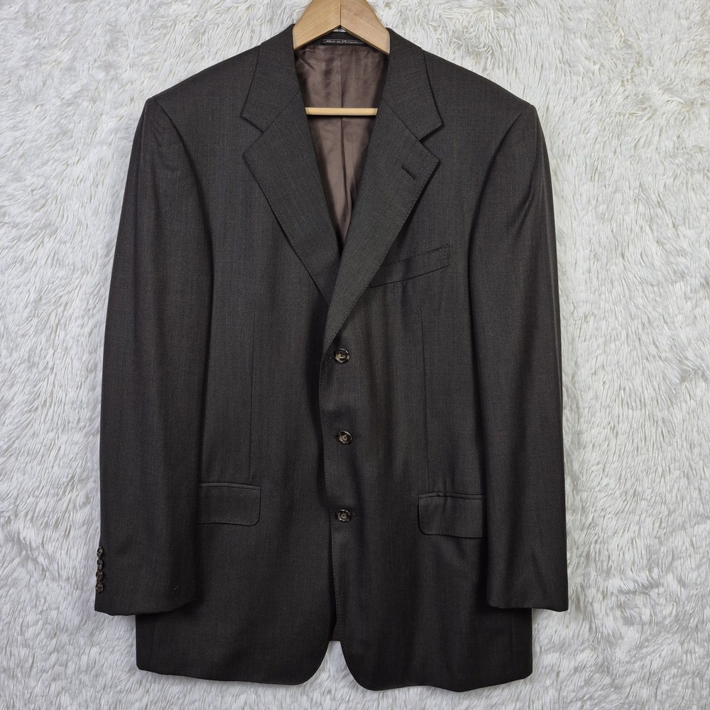 Ermenegildo Zegna Taglio Esclusivo Blazer Mens 44L Wool Super 100s Olive‎ Brown